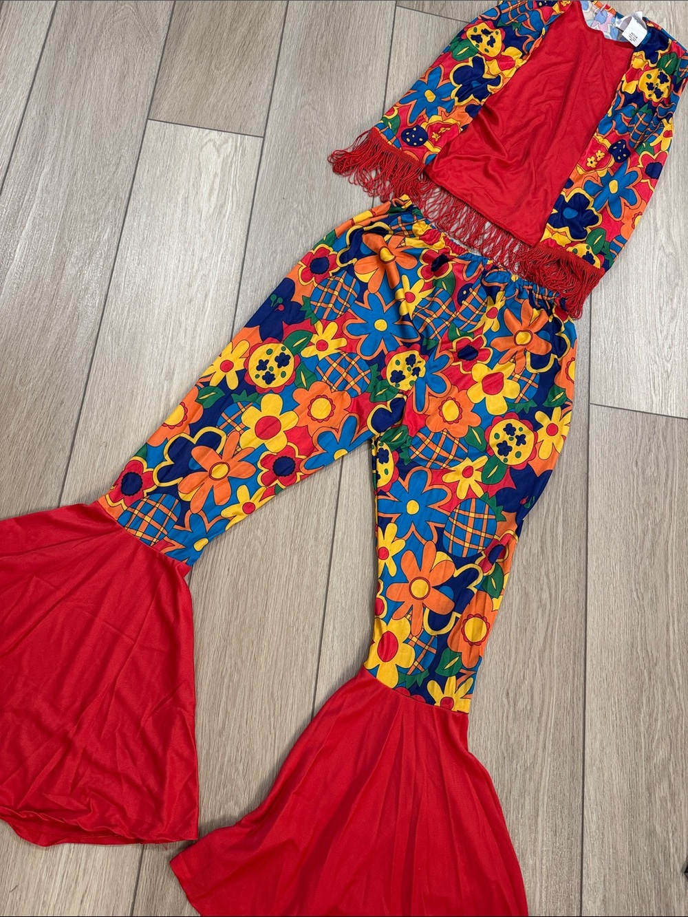 Rubies All Over Print Hippie Outfit Costume Floral Bell Bottoms Halloween